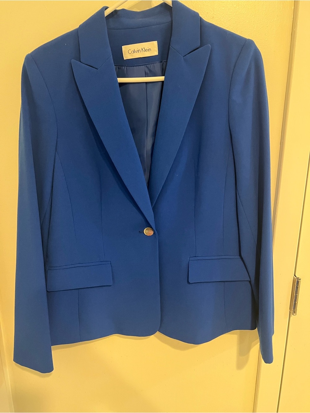 Calvin Klein Womens Cobalt Blue Single-Button Blazer